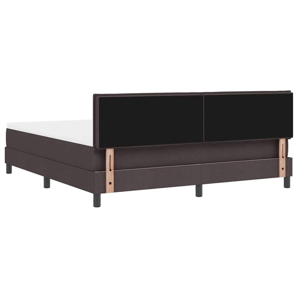 Box spring seng med madras med LED Mørk Brun 180 x 200 cm Stof