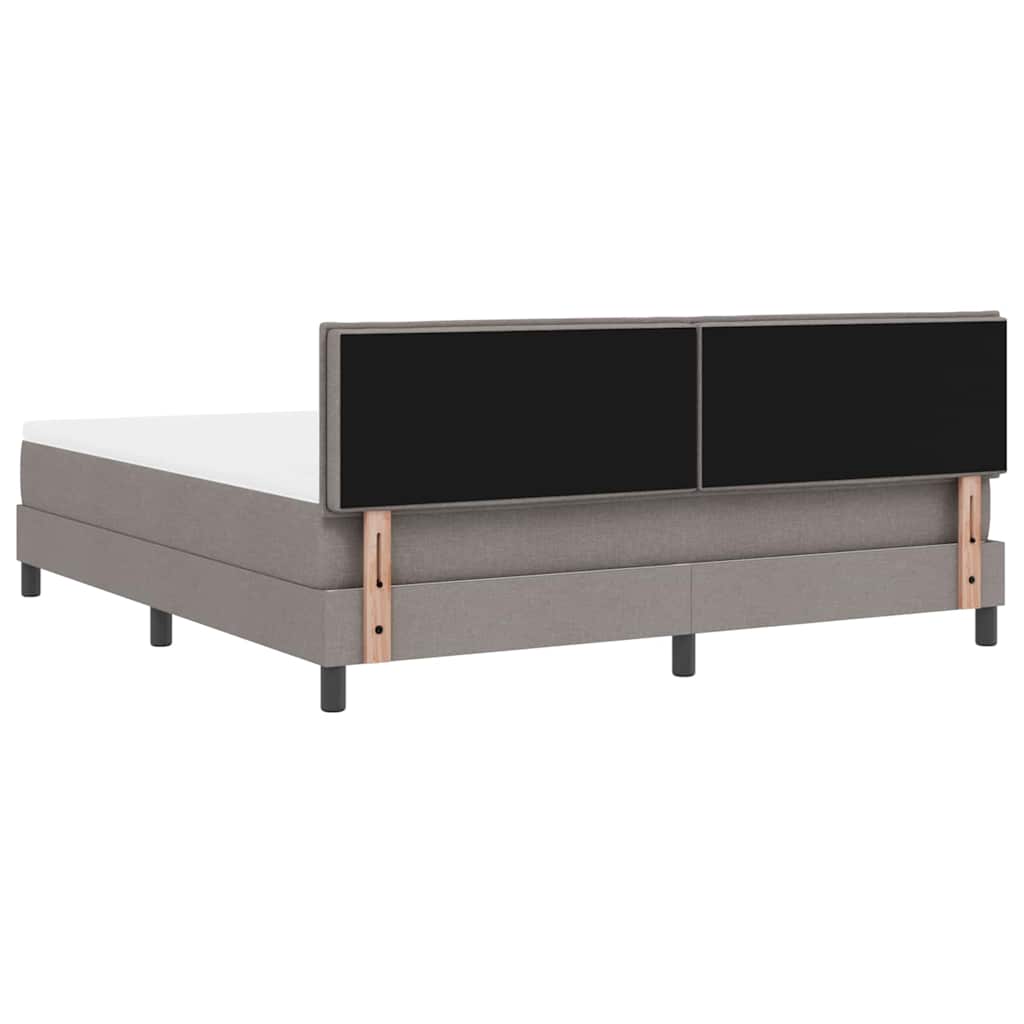 Box spring seng med madras med LED Gråbrun 180 x 200 cm Stof