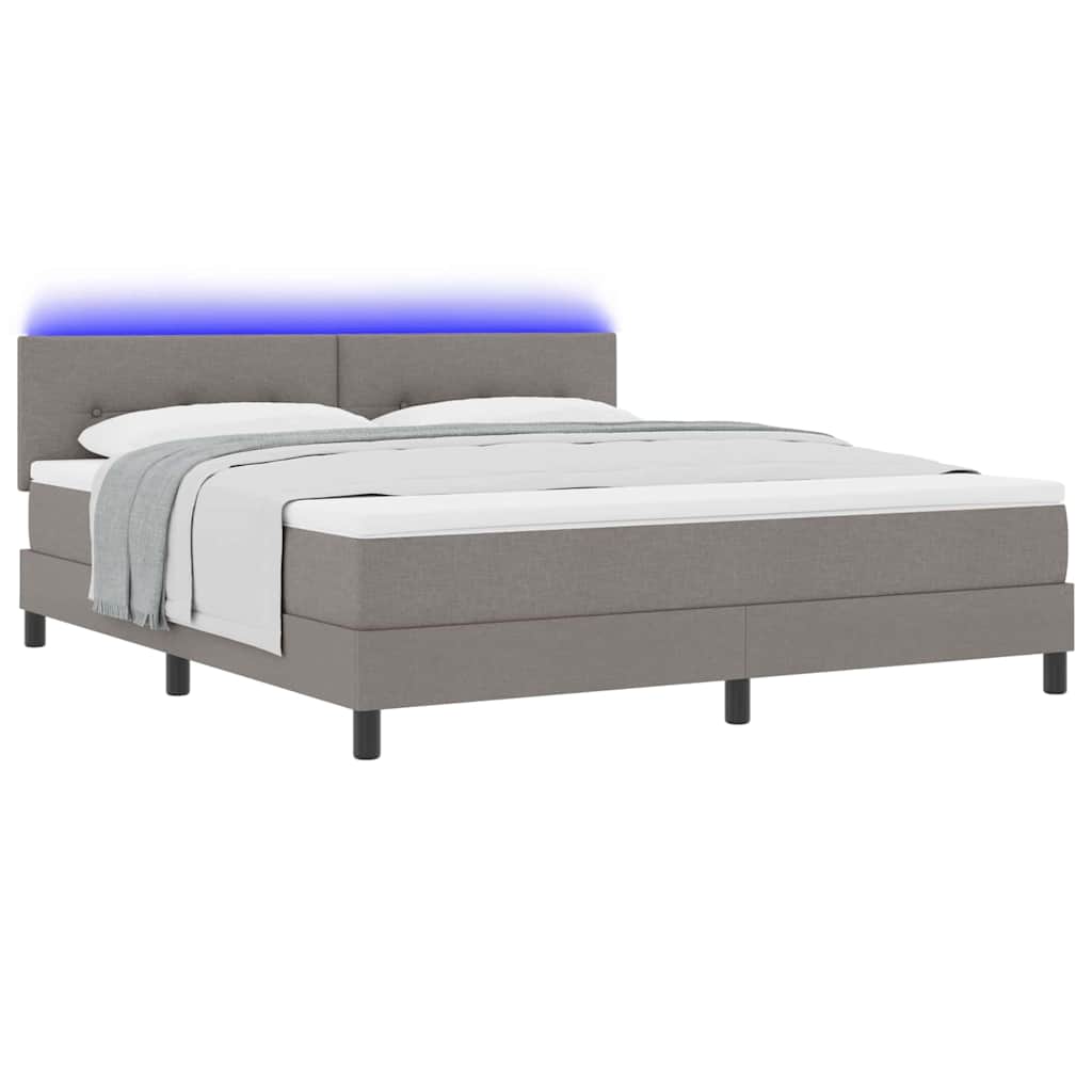 Box spring seng med madras med LED Gråbrun 180 x 200 cm Stof