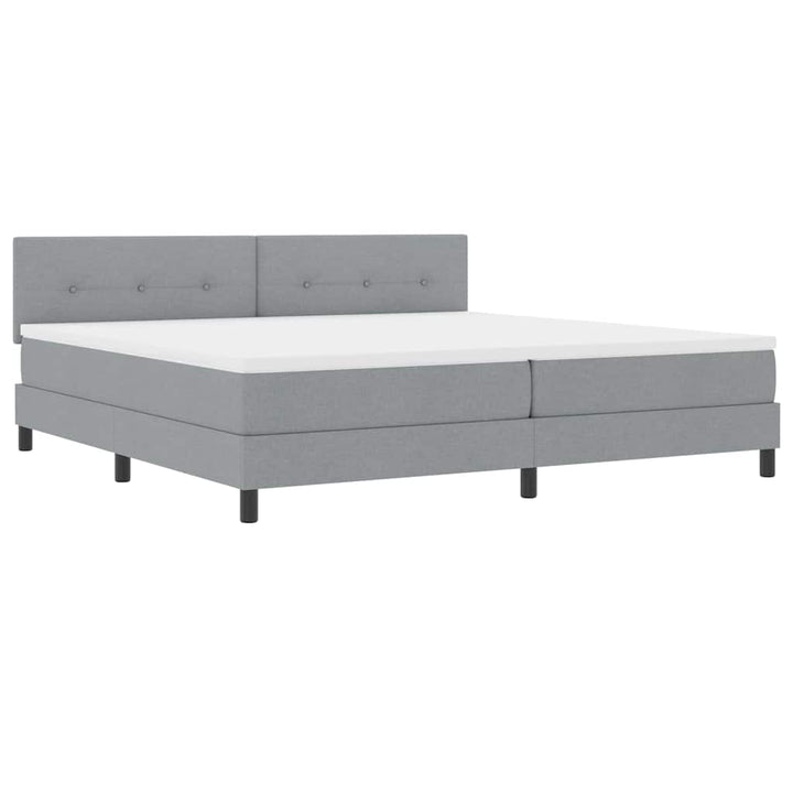Box spring seng med LED-lysstrimler Lysegrå 200 x 200 cm Stof