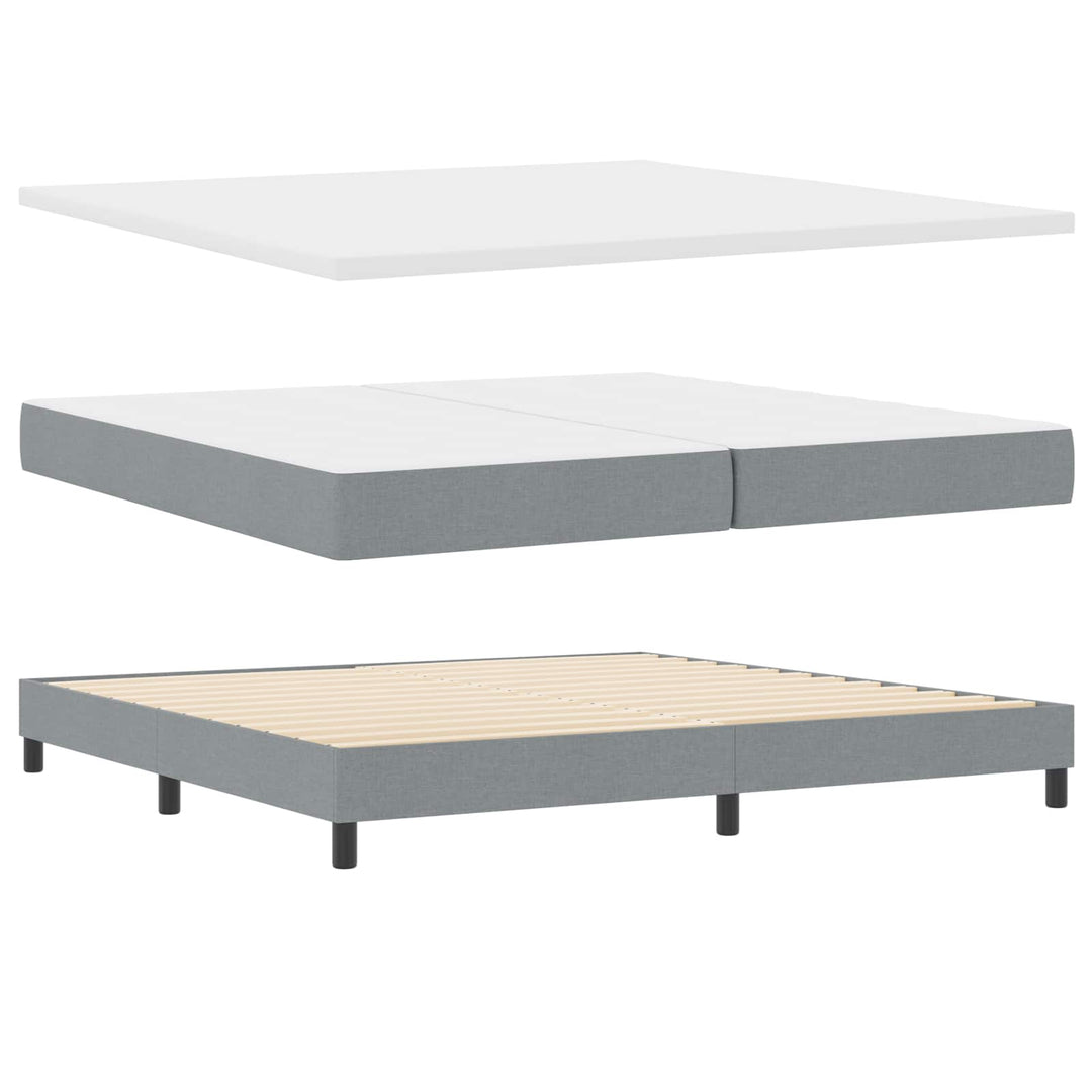 Box spring seng med LED-lysstrimler Lysegrå 200 x 200 cm Stof