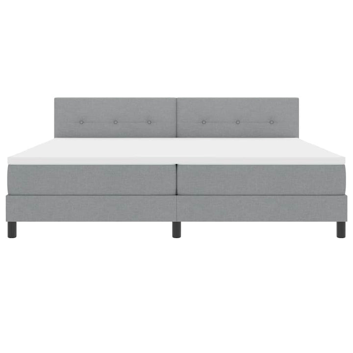 Box spring seng med LED-lysstrimler Lysegrå 200 x 200 cm Stof