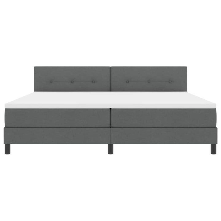 Box spring seng med LED-lysstrimler Mørkegrå 200 x 200 cm Stof
