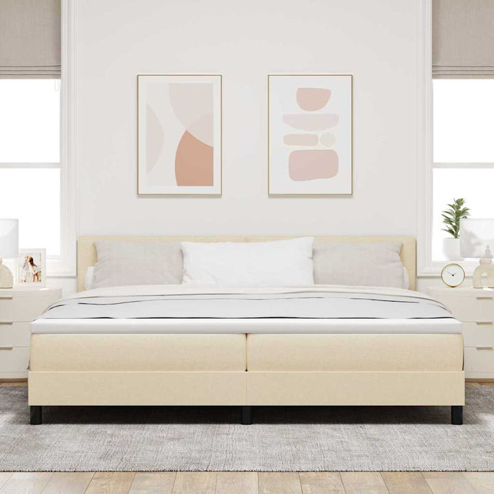 Box spring seng med madras med LED Creme 200 x 200 cm Stof