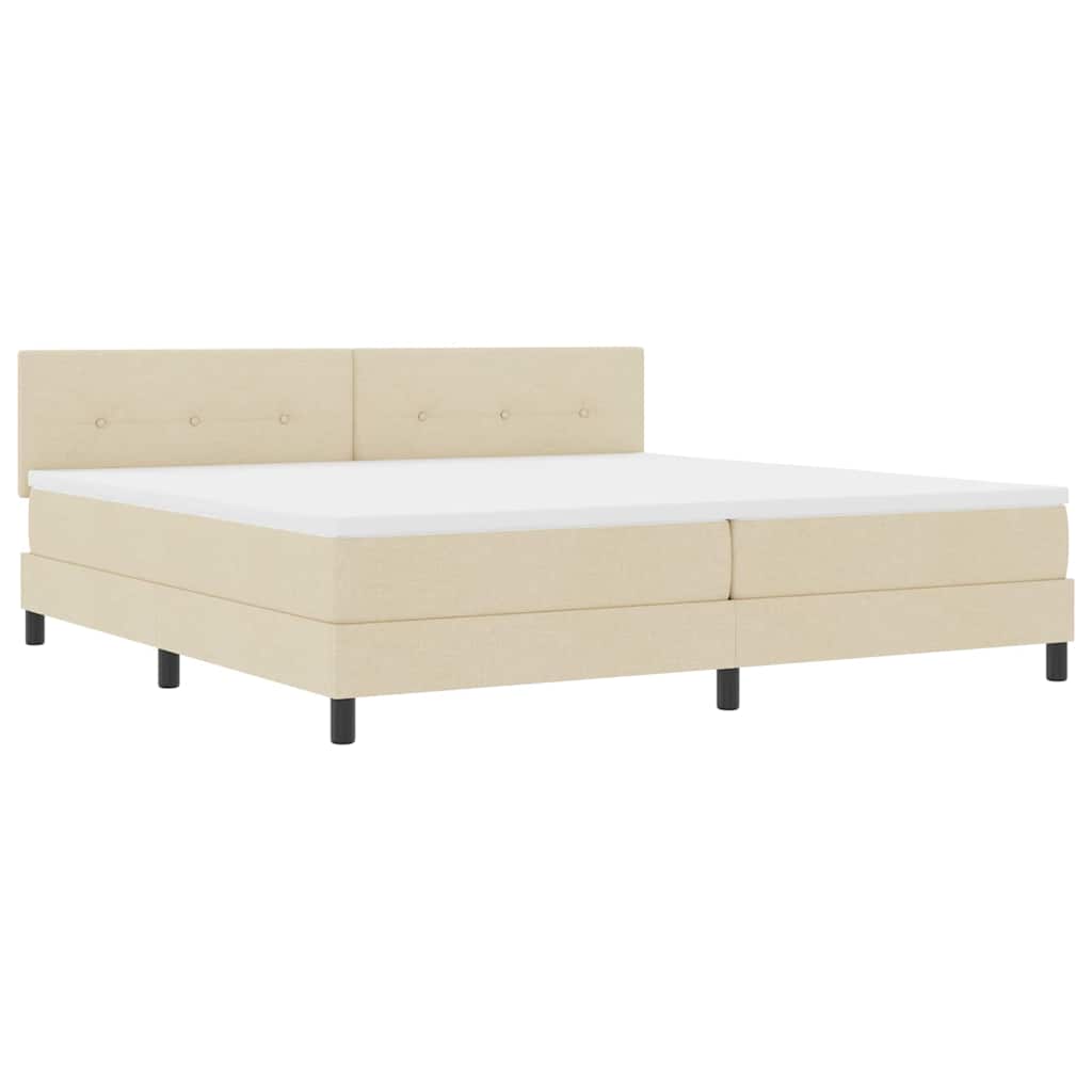 Box spring seng med madras med LED Creme 200 x 200 cm Stof