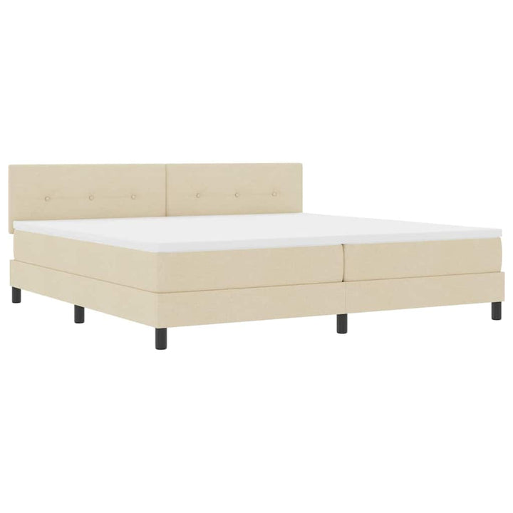 Box spring seng med madras med LED Creme 200 x 200 cm Stof