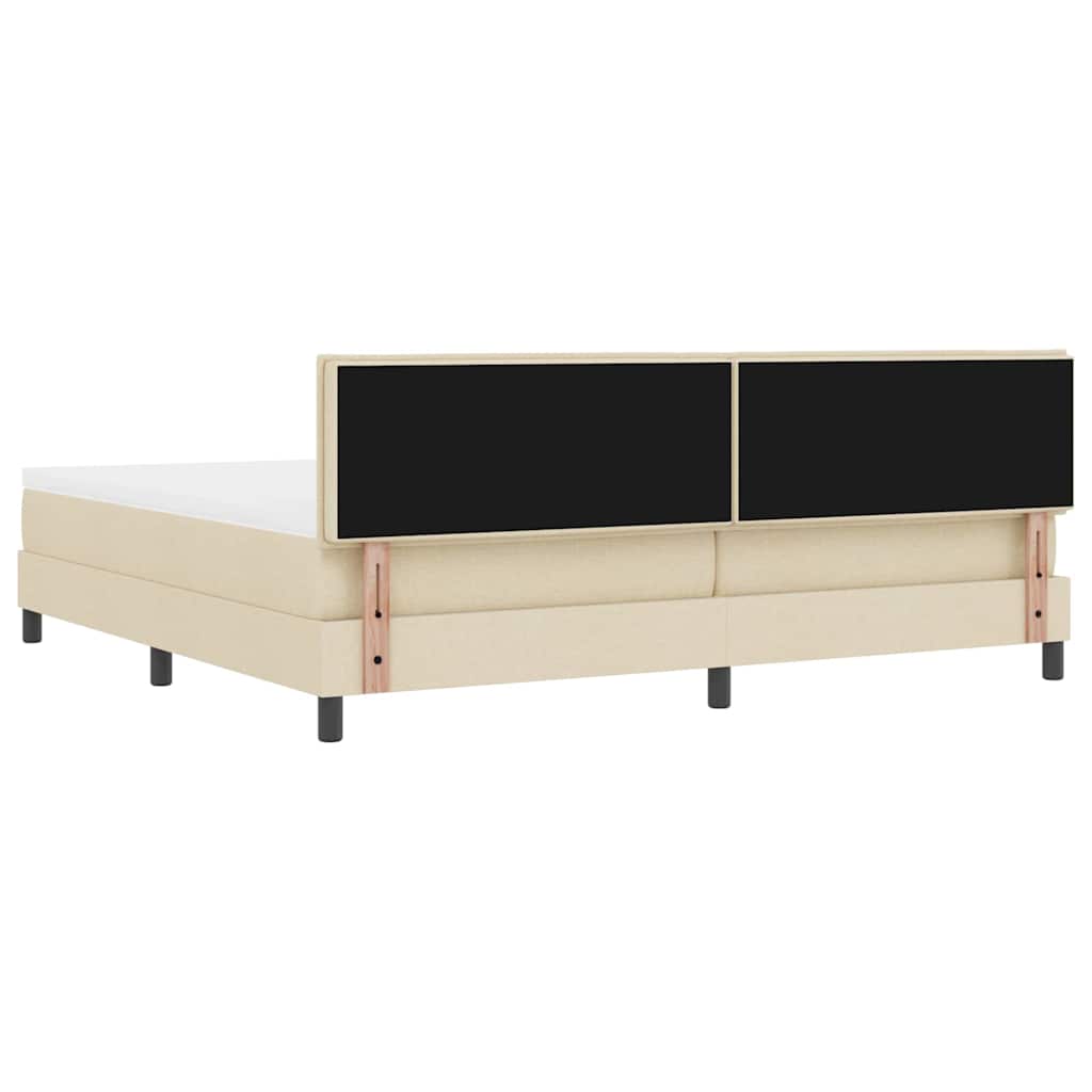 Box spring seng med madras med LED Creme 200 x 200 cm Stof