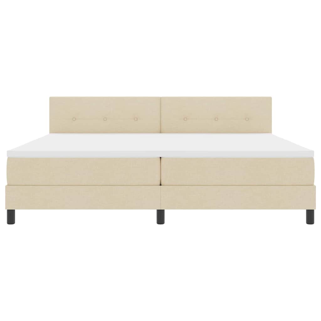 Box spring seng med madras med LED Creme 200 x 200 cm Stof