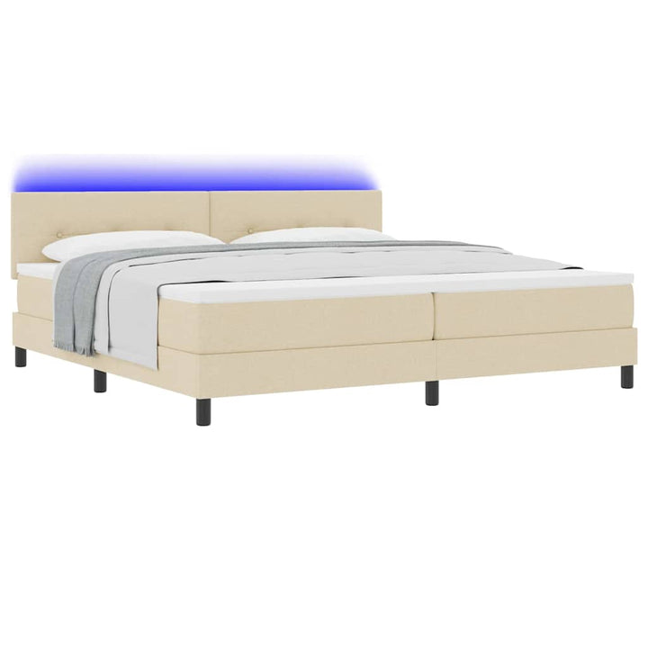 Box spring seng med madras med LED Creme 200 x 200 cm Stof
