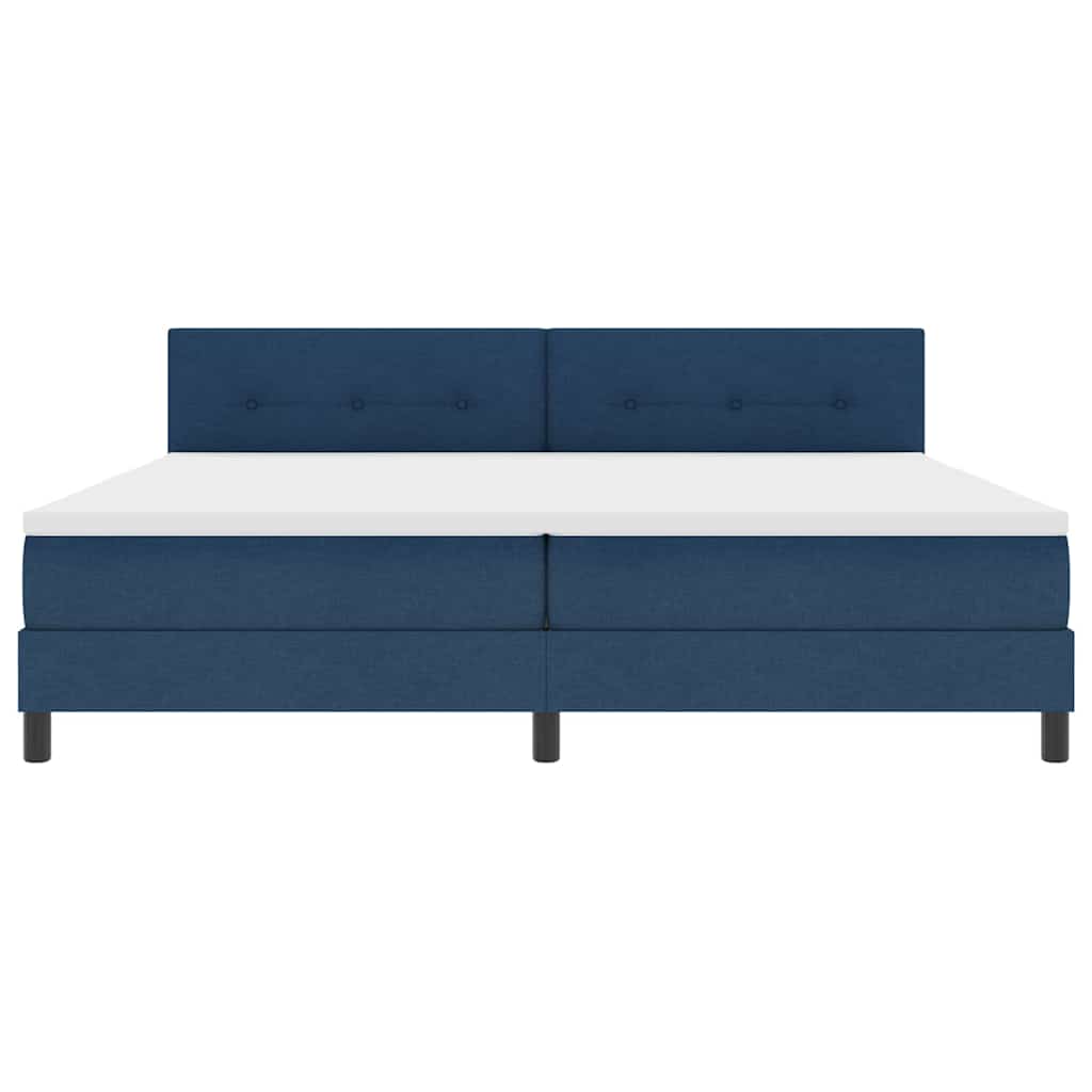 Box spring seng med madras med LED Blå 200 x 200 cm Stof