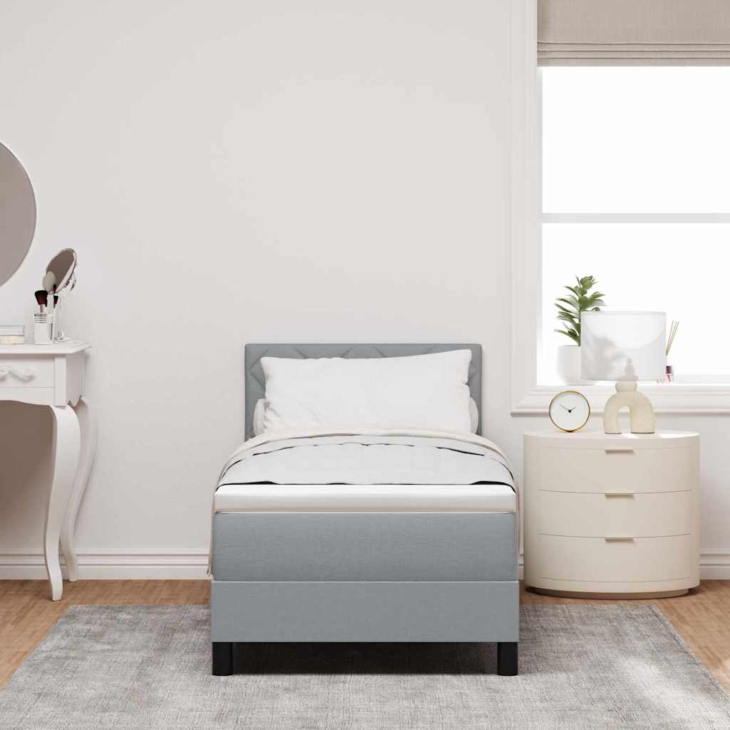 Box spring seng med madras med LED Lysegrå 80 x 200 cm Stof