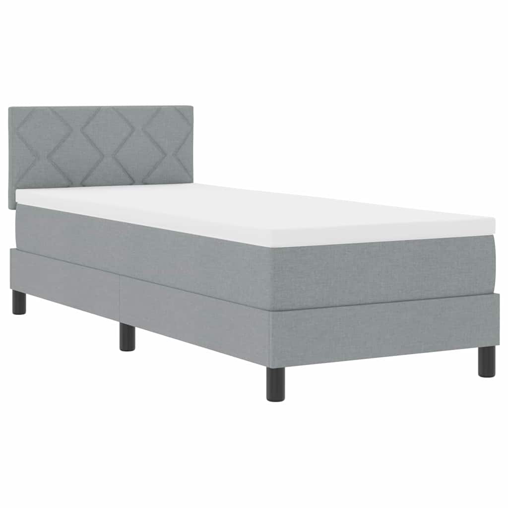 Box spring seng med madras med LED Lysegrå 80 x 200 cm Stof