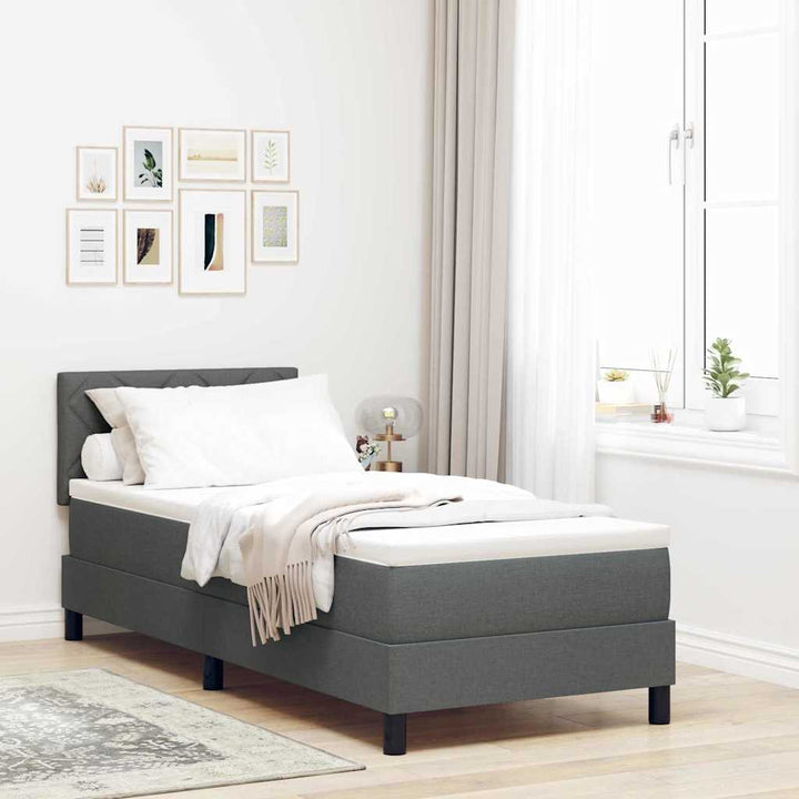 Box spring seng med madras med LED Mørkegrå 80 x 200 cm Stof
