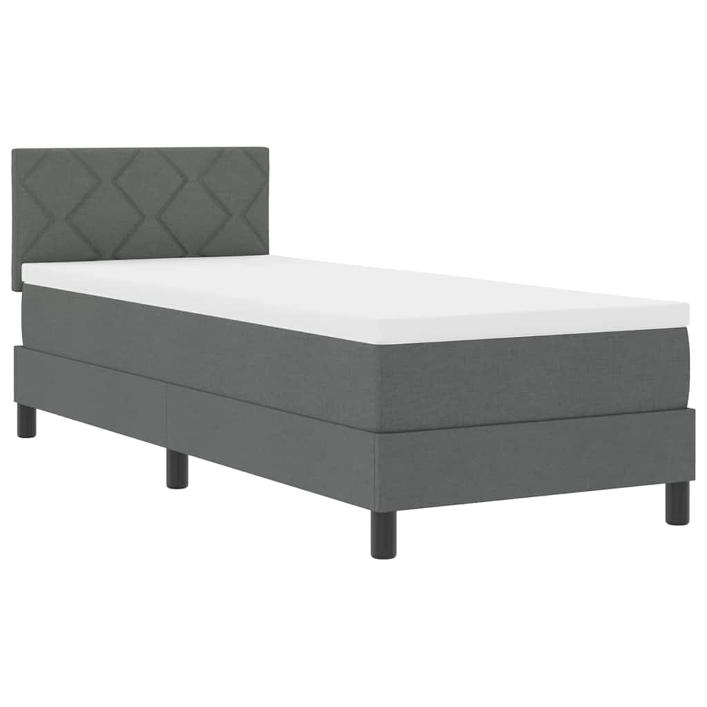 Box spring seng med madras med LED Mørkegrå 80 x 200 cm Stof