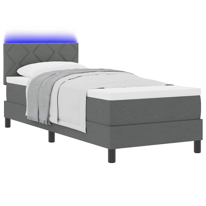 Box spring seng med madras med LED Mørkegrå 80 x 200 cm Stof