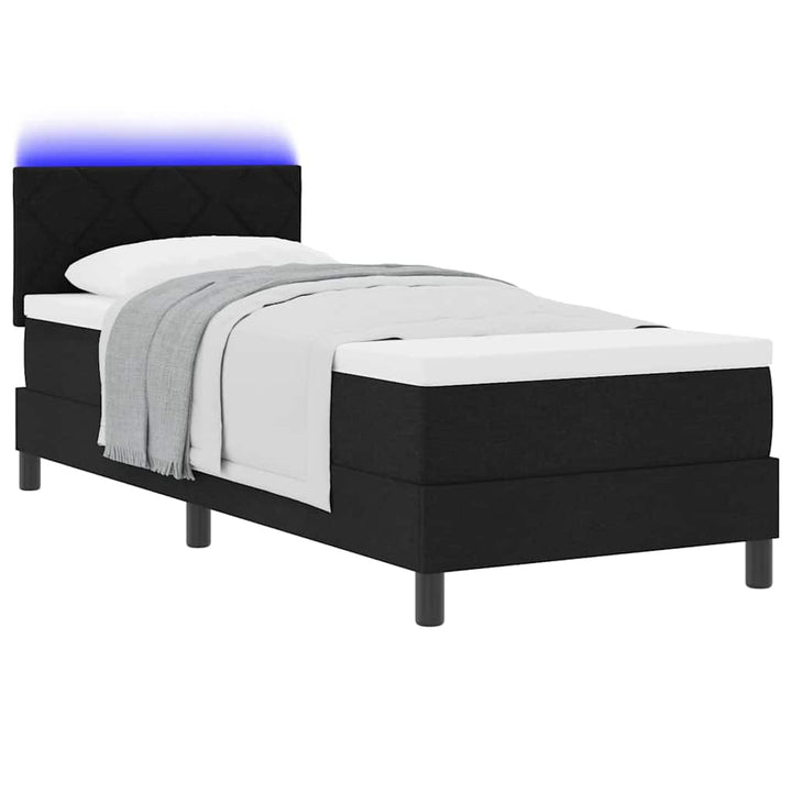 Box spring seng med madras med LED Sort 80 x 200 cm Stof