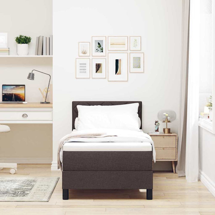 Box spring seng med madras med LED Mørk Brun 80 x 200 cm Stof