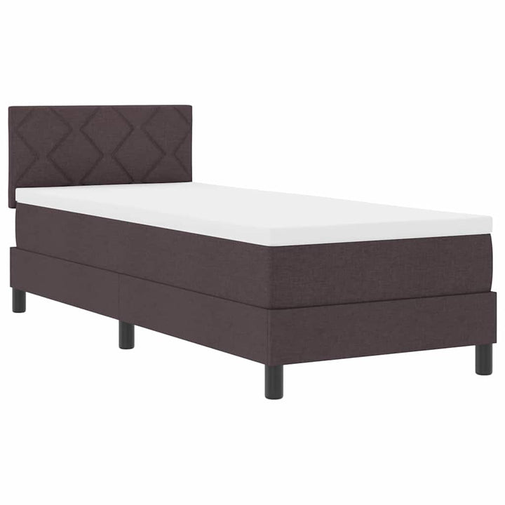 Box spring seng med madras med LED Mørk Brun 80 x 200 cm Stof