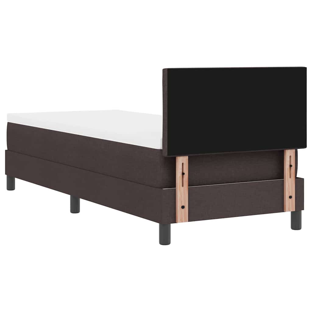 Box spring seng med madras med LED Mørk Brun 80 x 200 cm Stof