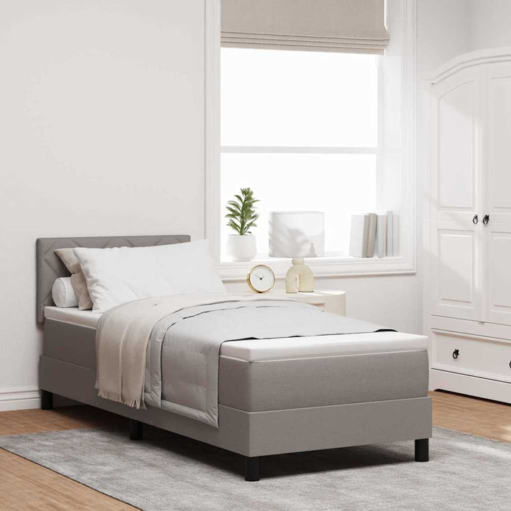 Box spring seng med madras med LED Gråbrun 80 x 200 cm Stof
