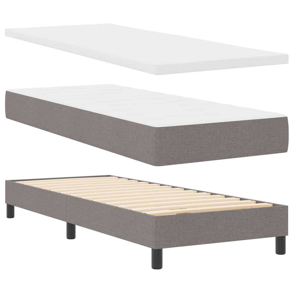 Box spring seng med madras med LED Gråbrun 80 x 200 cm Stof