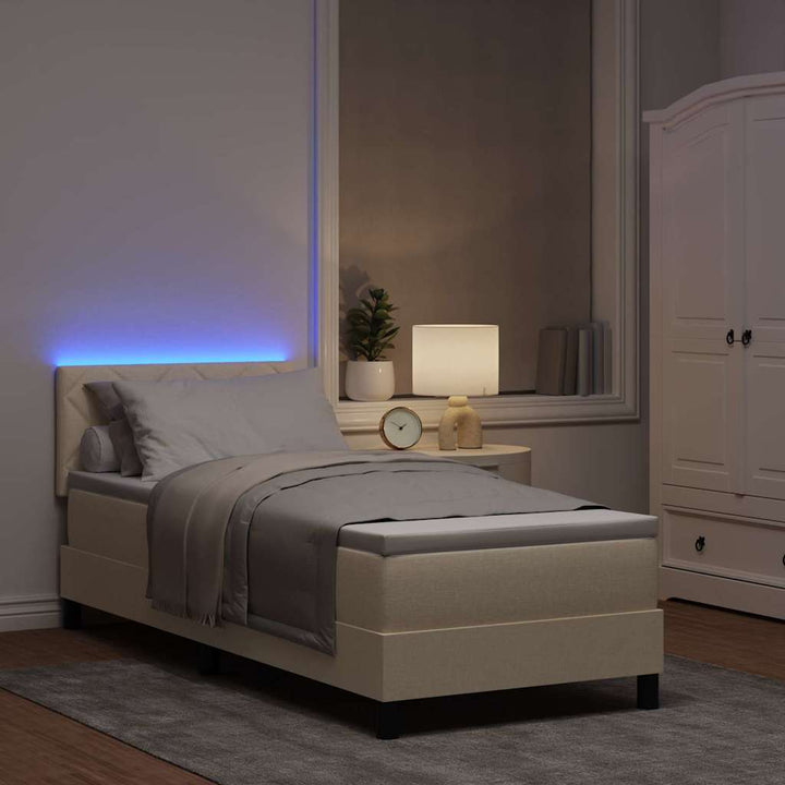 Box spring seng med madras med LED Creme 80 x 200 cm Stof