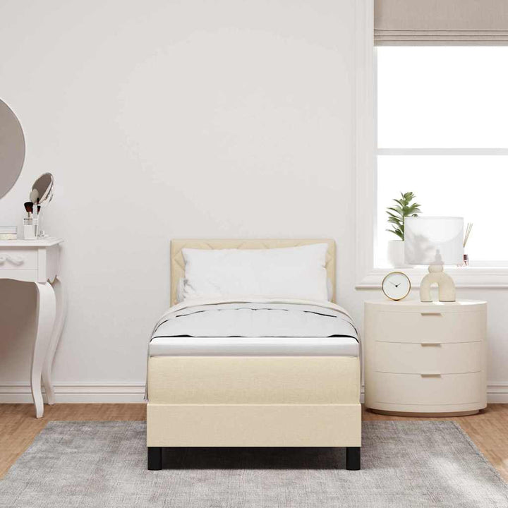 Box spring seng med madras med LED Creme 80 x 200 cm Stof