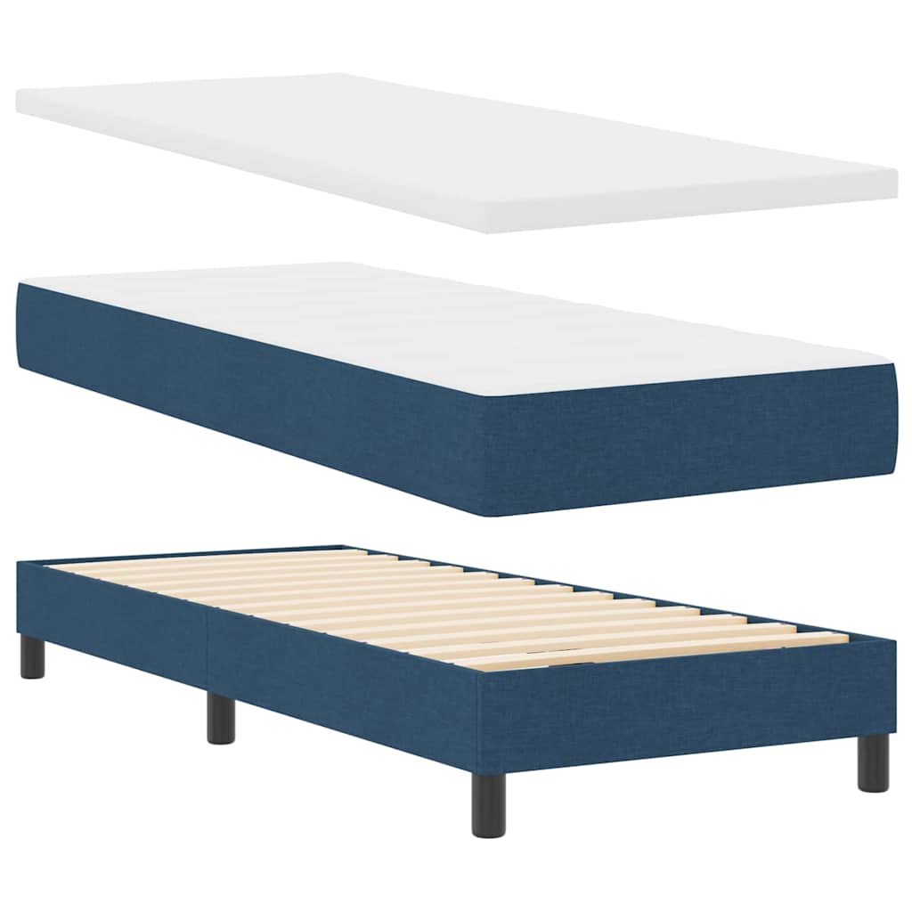 Box spring seng med madras med LED Blå 80 x 200 cm Stof