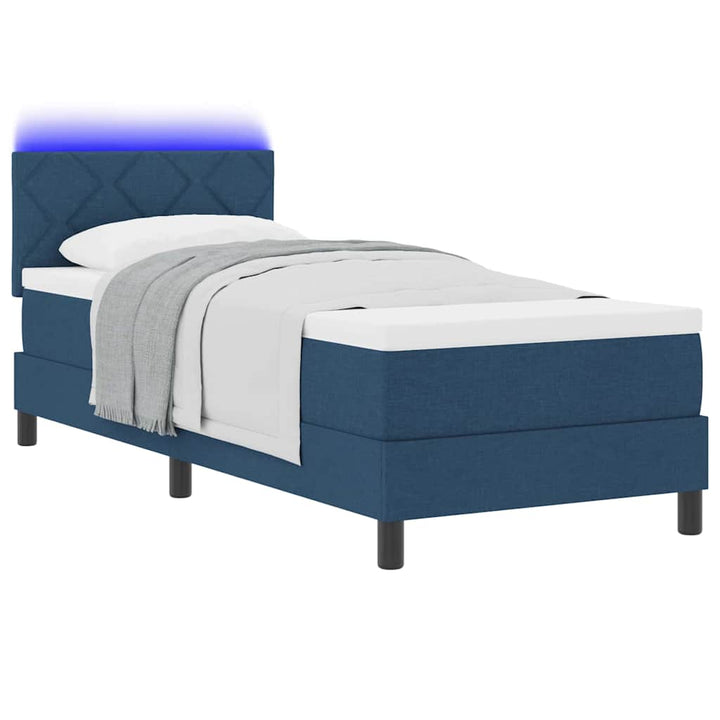 Box spring seng med madras med LED Blå 80 x 200 cm Stof