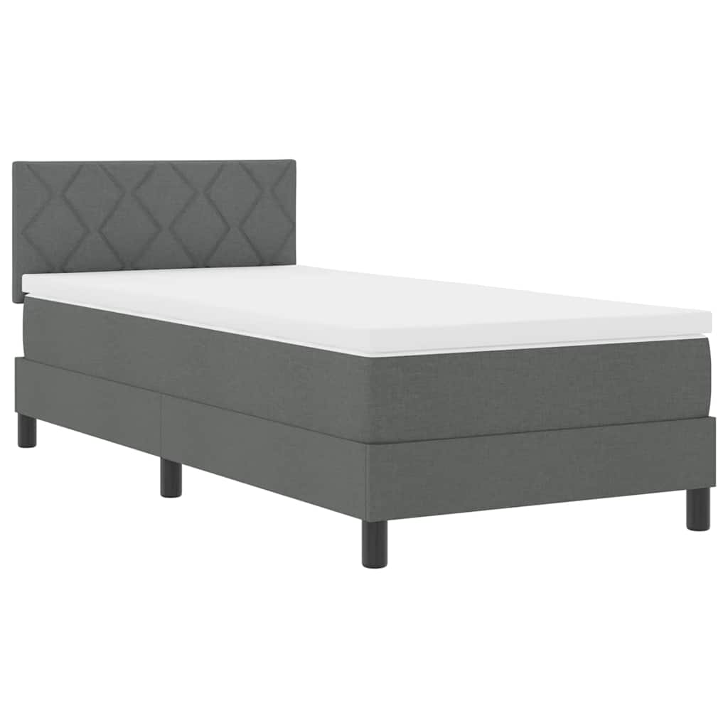 Box spring seng med madras med LED Mørkegrå 90 x 200 cm Stof