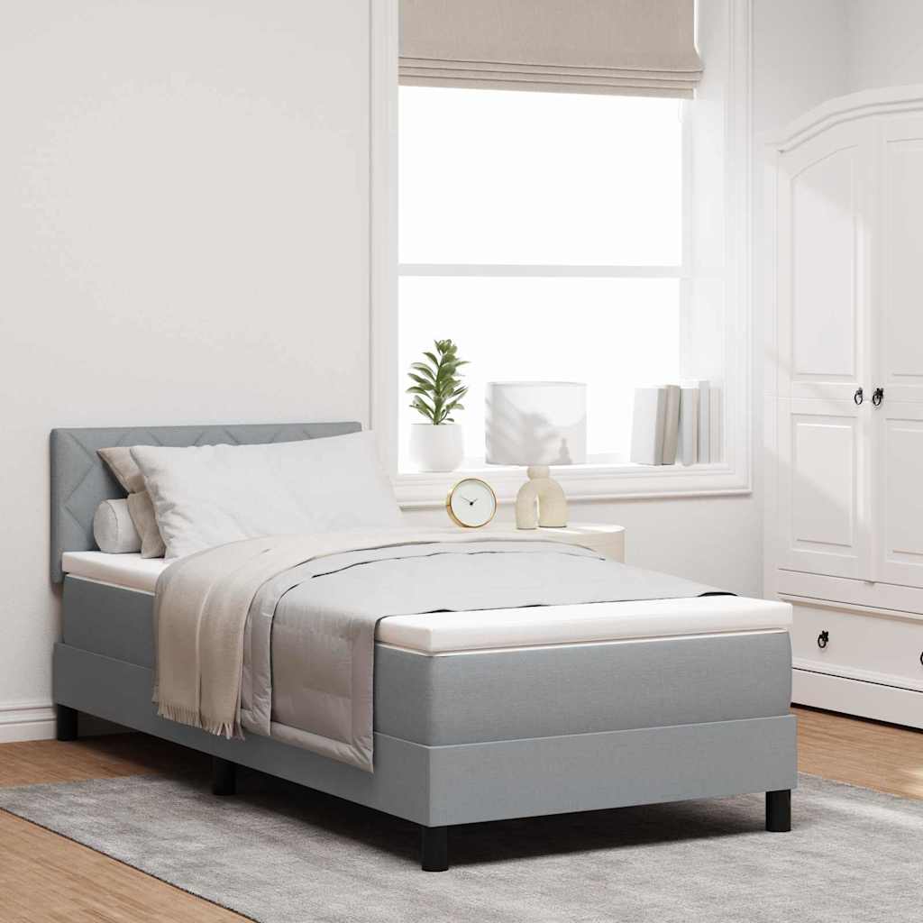 Box spring seng med LED-lysstrimler Lysegrå 100 x 200 cm Stof