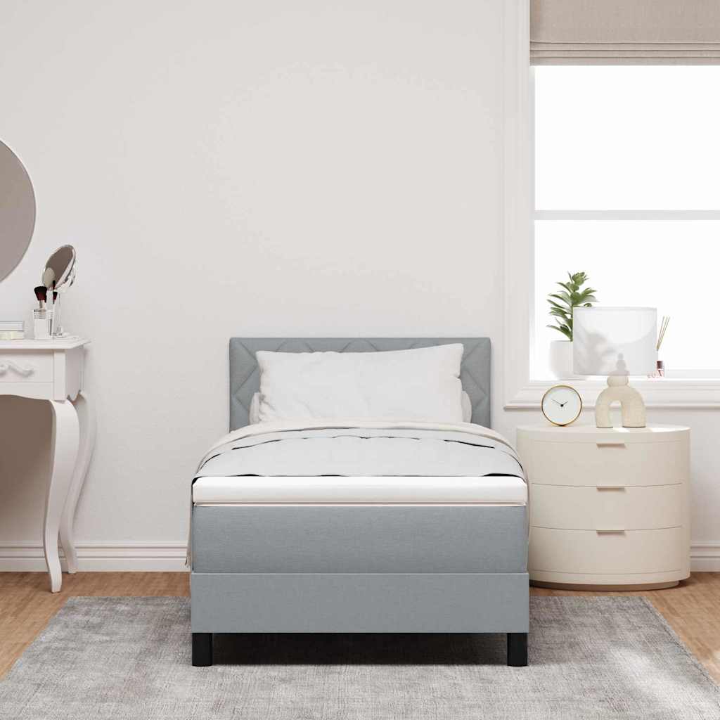 Box spring seng med LED-lysstrimler Lysegrå 100 x 200 cm Stof