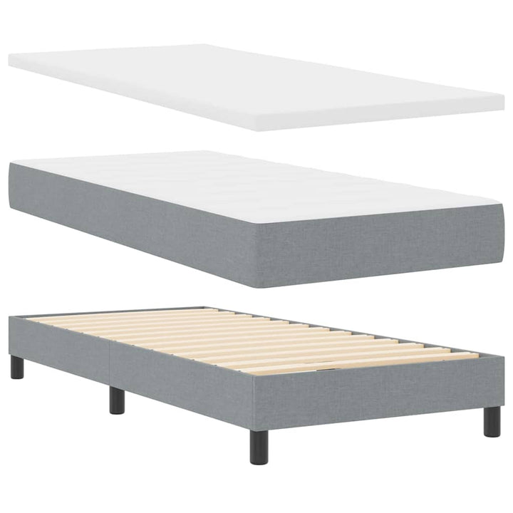 Box spring seng med LED-lysstrimler Lysegrå 100 x 200 cm Stof