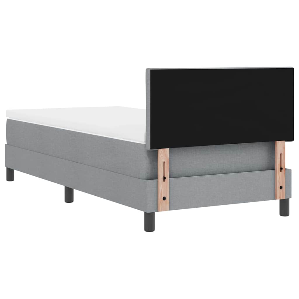 Box spring seng med LED-lysstrimler Lysegrå 100 x 200 cm Stof
