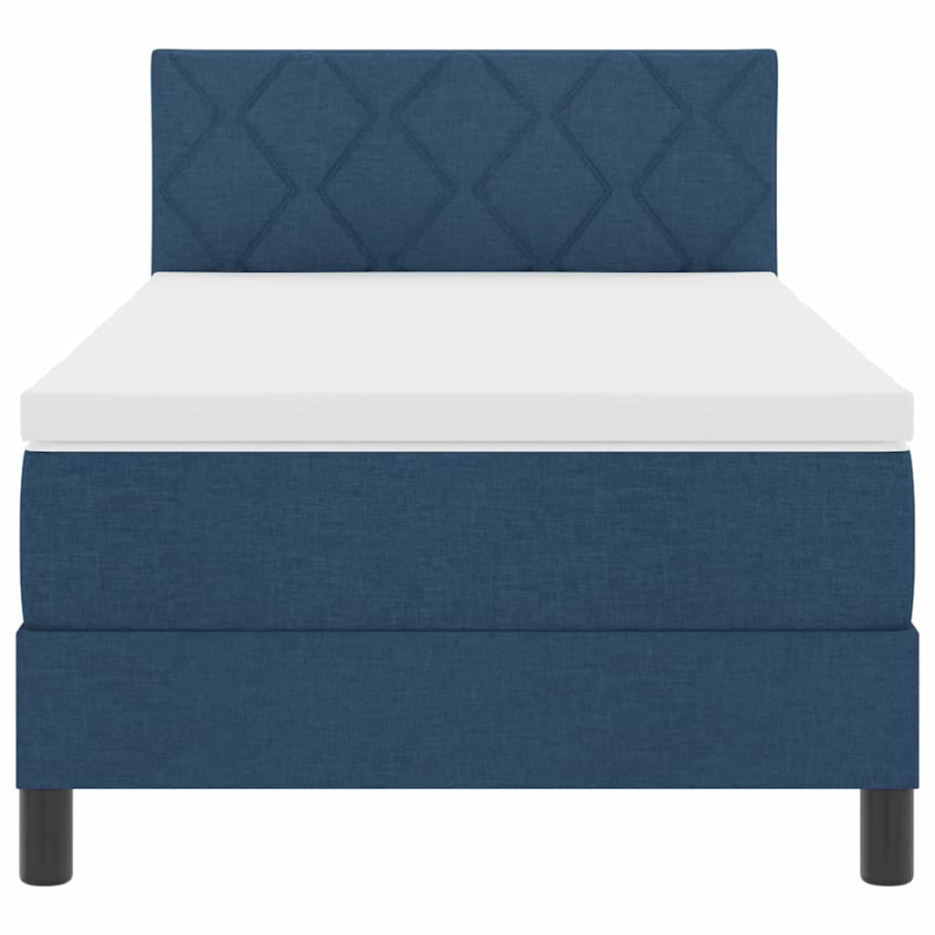 Box spring seng med madras med LED Blå 100 x 200 cm Stof