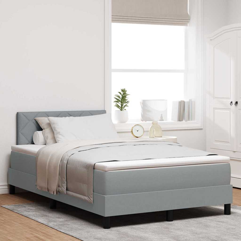 Box spring seng med LED-lysstrimler Lysegrå 120 x 190 cm Stof