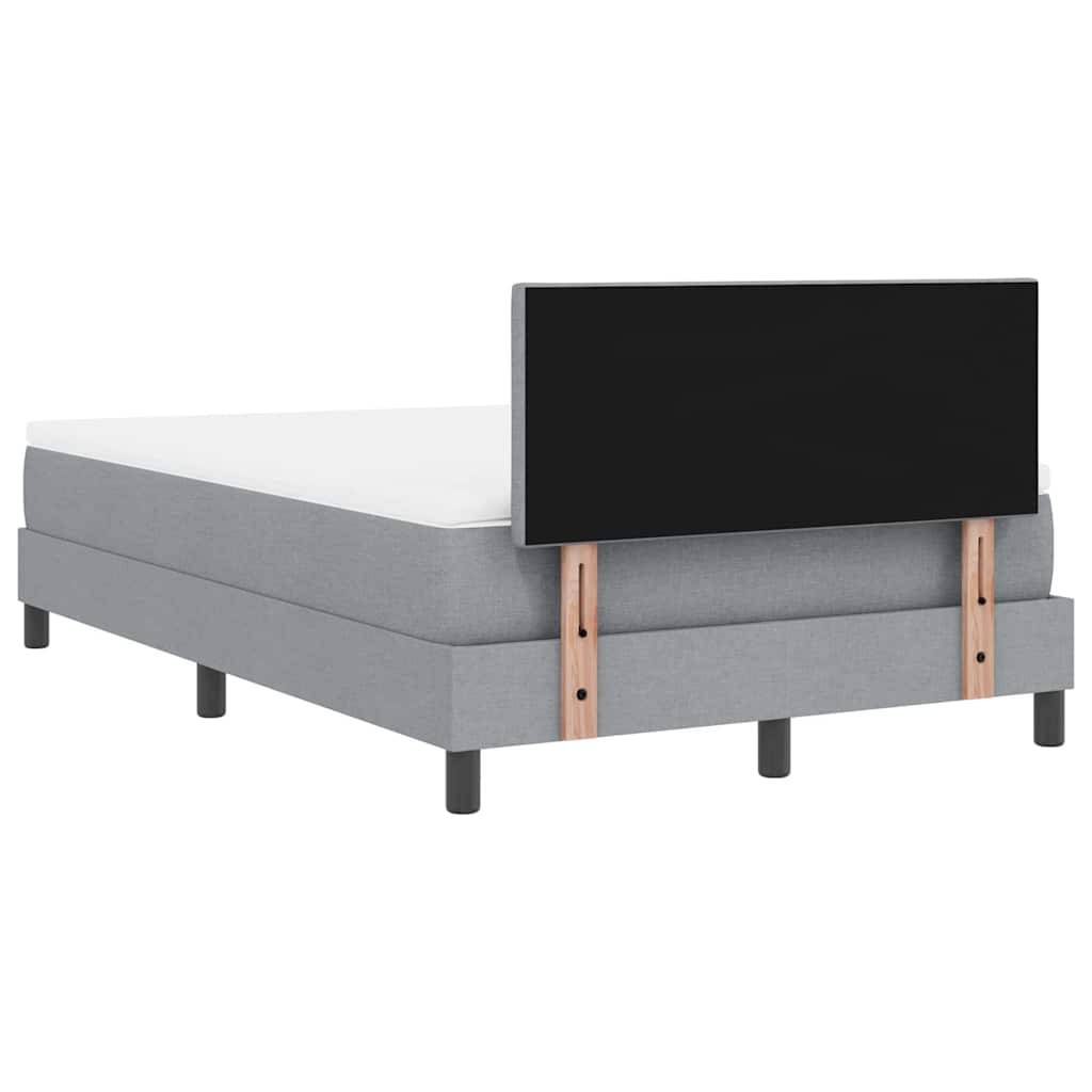 Box spring seng med LED-lysstrimler Lysegrå 120 x 190 cm Stof