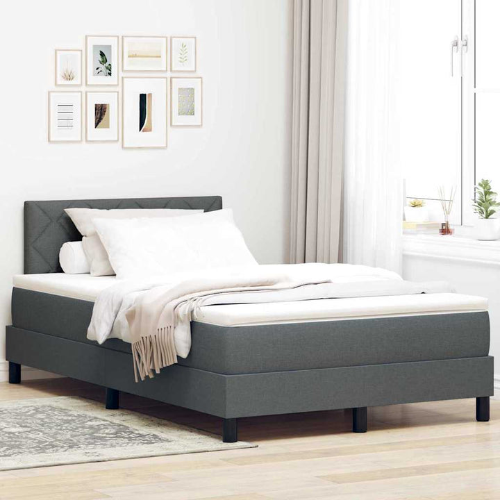 Box spring seng med madras med LED Mørkegrå 120 x 190 cm Stof
