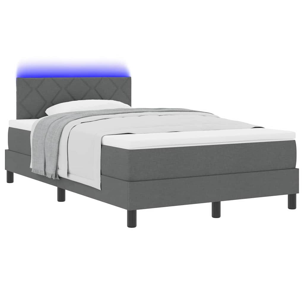 Box spring seng med madras med LED Mørkegrå 120 x 190 cm Stof