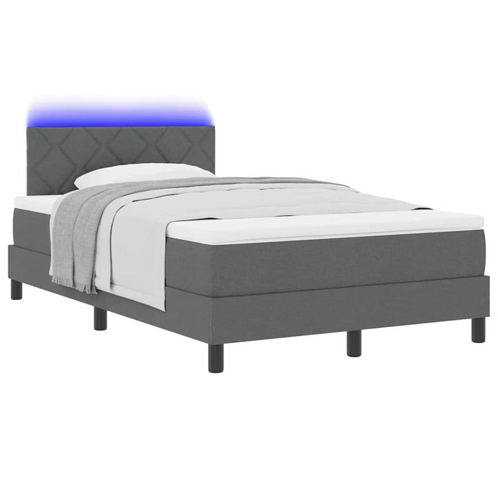 Box spring seng med madras med LED Mørkegrå 120 x 190 cm Stof