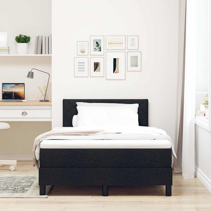 Box spring seng med madras med LED Sort 120 x 190 cm Stof