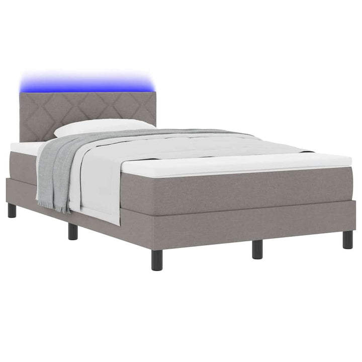 Box spring seng med madras med LED Gråbrun 120 x 190 cm Stof
