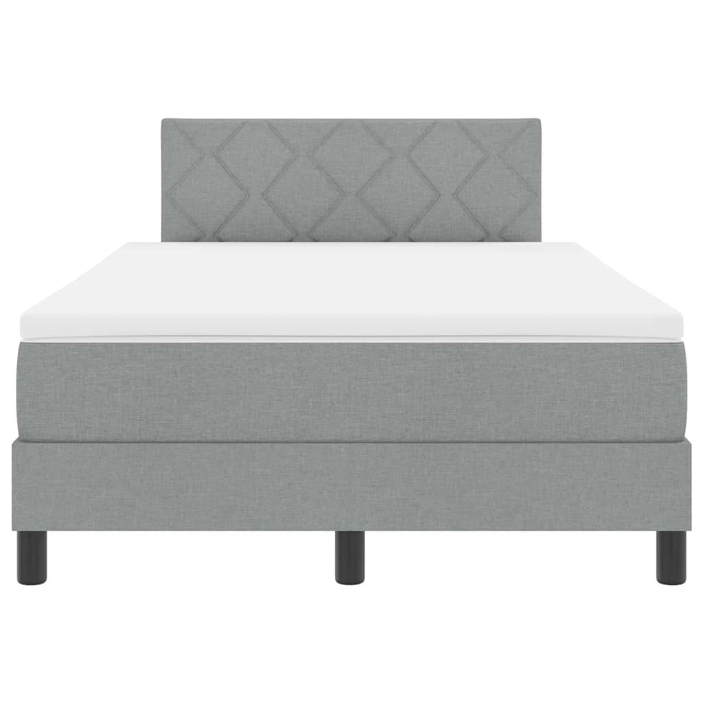 Box spring seng med LED-lysstrimler Lysegrå 120 x 200 cm Stof