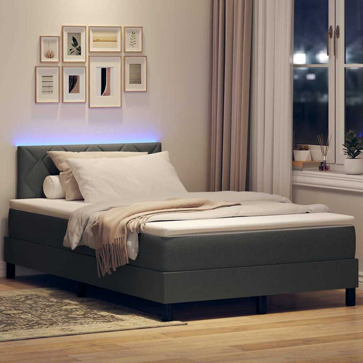 Box spring seng med madras med LED Mørkegrå 120 x 200 cm Stof