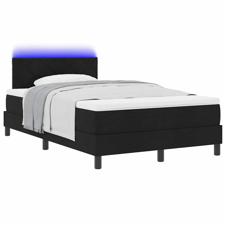 Box spring seng med madras med LED Sort 120 x 200 cm Stof