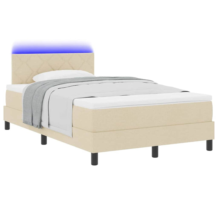 Box spring seng med madras med LED Creme 120 x 200 cm Stof