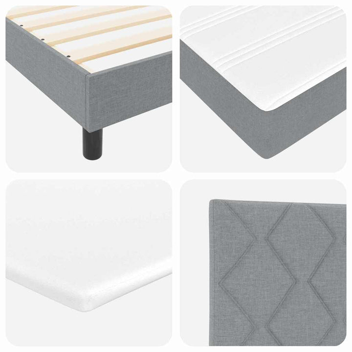 Box spring seng med LED-lysstrimler Lysegrå 140 x 190 cm Stof
