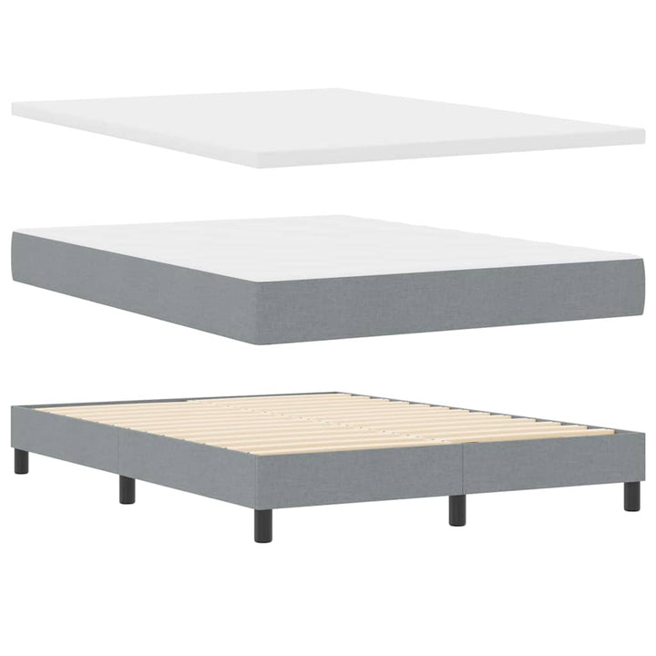 Box spring seng med LED-lysstrimler Lysegrå 140 x 190 cm Stof