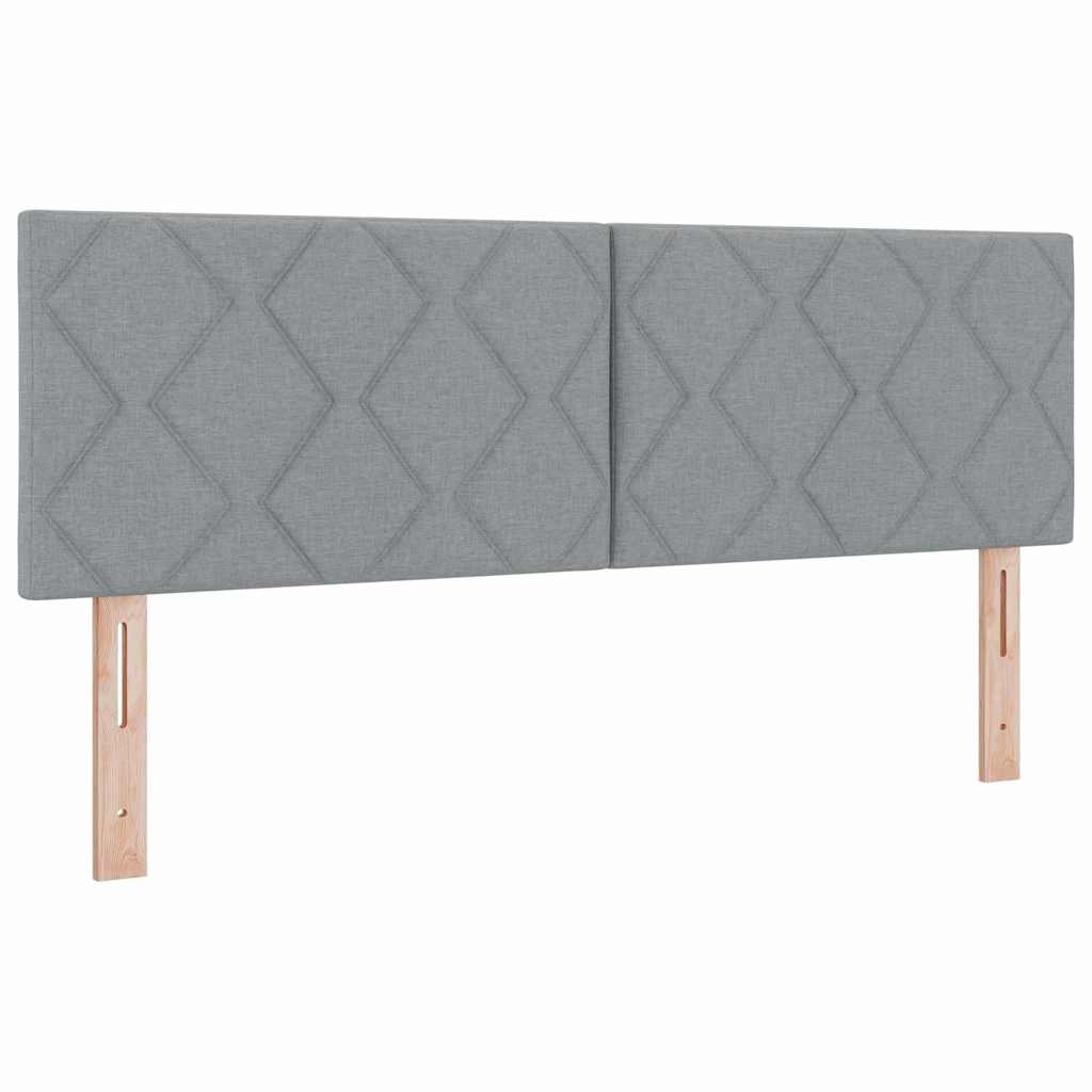 Box spring seng med LED-lysstrimler Lysegrå 140 x 190 cm Stof
