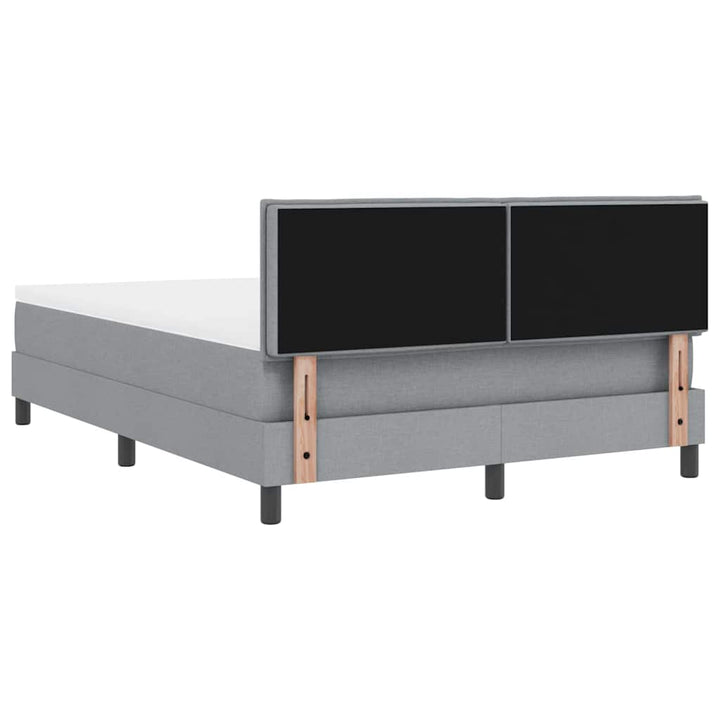 Box spring seng med LED-lysstrimler Lysegrå 140 x 190 cm Stof